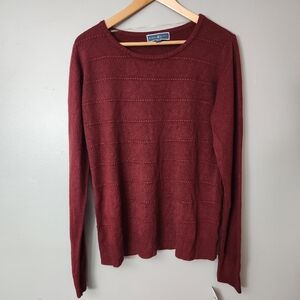 Karen Scott burgandy merlot lightweight knit sweater size XL